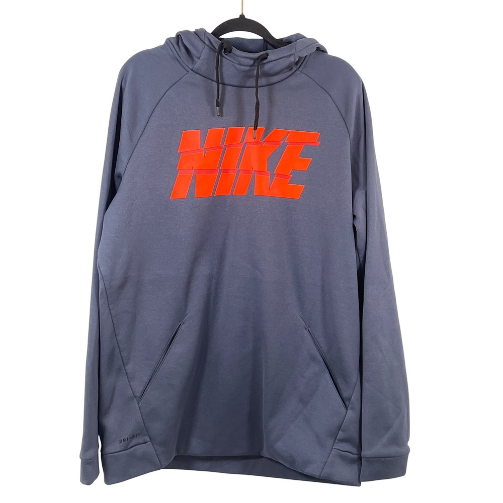 Nike‎ Mens Blue Orange Hooded Sweatshirt Sporty Athletic Loungewear Large Tall